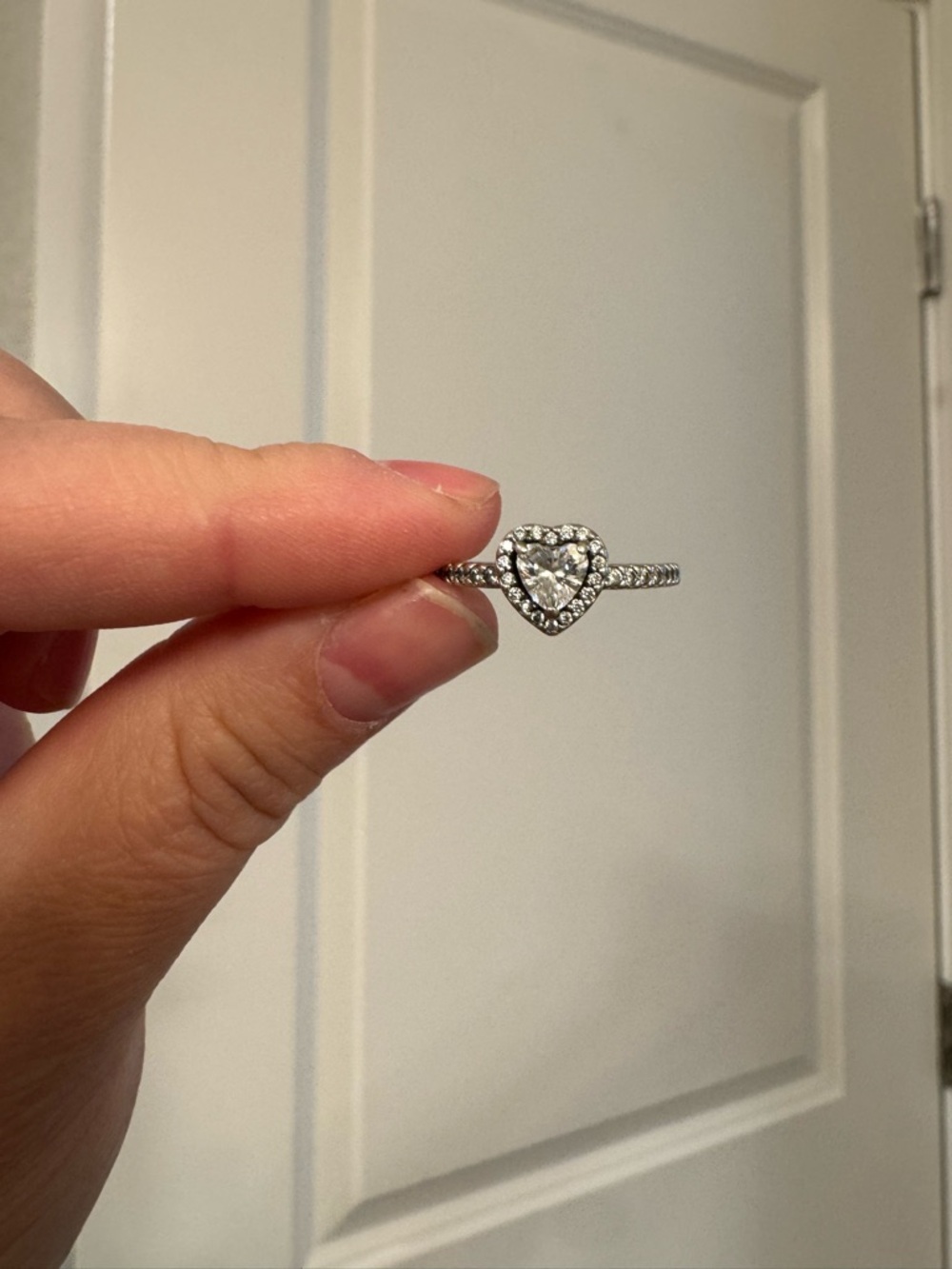 Pandora Silver Heart Halo Ring with Clear Stones